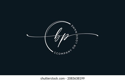 B P Initial handwriting signature logo, initial signature, elegant logo design
vector template.
