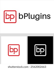 B and P Letter Logo with Plugin for Electronics and Technology