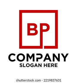 B P lettering with square design vector template