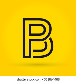 B P line letter logo design template. Letter P and B geometric linear symbol. Graphic alphabet symbol for corporate business identity. Creative typographic icon concept. Vector element