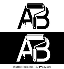 Ilustración vectorial de diseño de logotipos de rodillos de pintura A y B.
