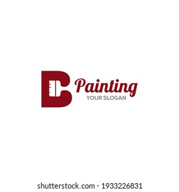 B Painting Logo Design Vector