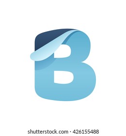 B paper letter with folded corner. Vector paper style typeface. Letter for card, app icon, corporate identity, label or poster.