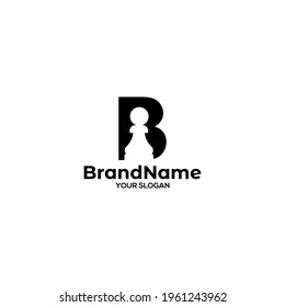 B Pawn Logo Design Vector