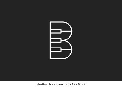 B and piano combination logo made in outline style