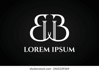 B Pillars Monogram Logo Template, Initial B Letter Logo For Your Company or Attorney Name, Alphabet Template Ready For Use