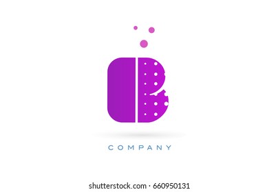 b pink dots dotted letter logo alphabet creative company vector icon design template