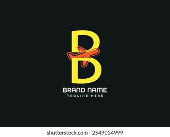 B plane letter logo design monogram template