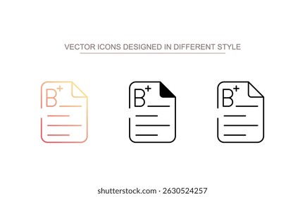B Plus Grade icon design with white background stock illustration