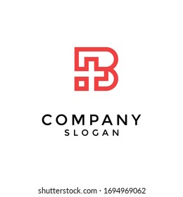 B plus logo. the outline logo of the letter B in combination with the plus sign symbol. Editable and easy to custom.