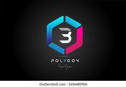 B polygonal polygon blue pink alphabet letter logo icon design for business and company. Suitable for a trendy or stylish logotype
