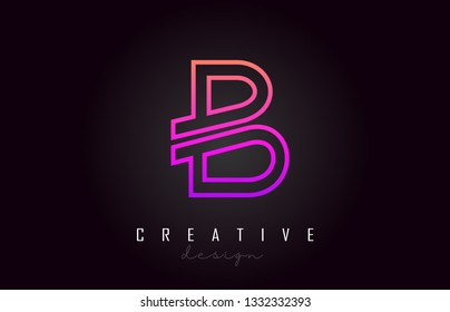 B Purple Letter Logo Monogram Vector Design. Creative B Vibrant Colorful Letter Icon Vector Illustration.
