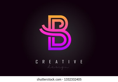 B Purple Letter Logo Monogram Vector Design. Creative B Vibrant Colorful Letter Icon Vector Illustration.