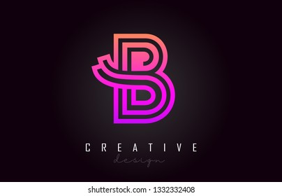 B Purple Letter Logo Monogram Vector Design. Creative B Vibrant Colorful Letter Icon Vector Illustration.