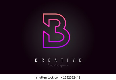 B Purple Letter Logo Monogram Vector Design. Creative B Vibrant Colorful Letter Icon Vector Illustration.