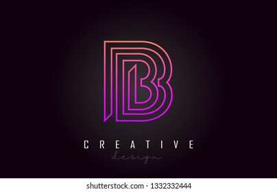 B Purple Letter Logo Monogram Vector Design. Creative B Vibrant Colorful Letter Icon Vector Illustration.