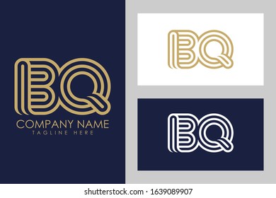 B and Q combination Lines Letter Logo. Creative Line Letters Design Template