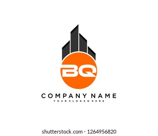 B Q Initial building logo concept - Vector