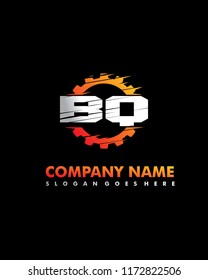 B Q Initial with gear template vector