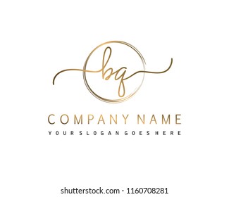 B Q Initial handwriting logo vector