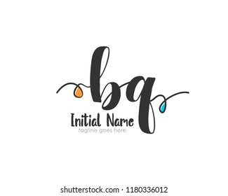 B Q Initial handwriting logo vector template