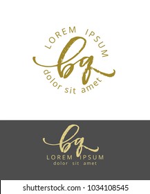 B Q. Initials Monogram Logo Design. Dry Brush Calligraphy Artwork
