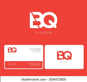 B & Q joint logo cut letters design with business card template