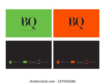 B Q letters Joint logo icon with business card vector template.