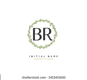 B R BR Beauty vector initial logo, handwriting logo of initial signature, wedding, fashion, jewerly, boutique, floral and botanical with creative template for any company or business.