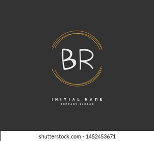 B R BR Beauty vector initial logo, handwriting logo of initial signature, wedding, fashion, jewerly, boutique, floral and botanical with creative template for any company or business.