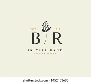 B R BR Beauty vector initial logo, handwriting logo of initial signature, wedding, fashion, jewerly, boutique, floral and botanical with creative template for any company or business.