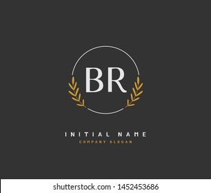 B R BR Beauty vector initial logo, handwriting logo of initial signature, wedding, fashion, jewerly, boutique, floral and botanical with creative template for any company or business.