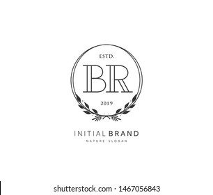 B R BR Beauty vector initial logo, handwriting logo of initial signature, wedding, fashion, jewerly, boutique, floral and botanical with creative template for any company or business.