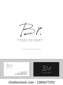 B R BR initial handwriting logo template vector.  signature logo concept
