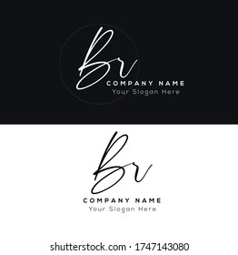 B R BR Escritura manuscrita inicial y logotipo de la firma.	