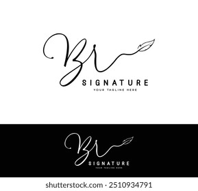 B R BR Anfangsbuchstabe Unterschrift Logo und Handschrift Blatt