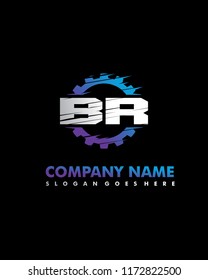 B R Initial with gear template vector