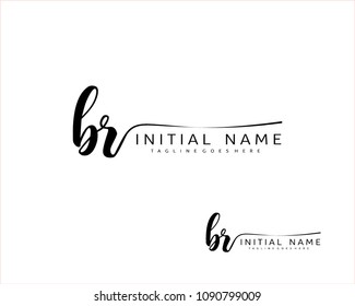 B R Initial handwriting logo vector. Hand lettering for designs.