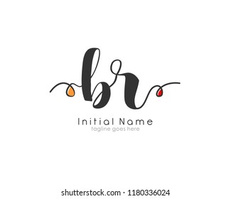 B R Initial handwriting logo vector template