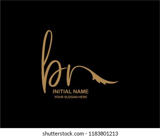 B R Initial Handwriting Logo Template