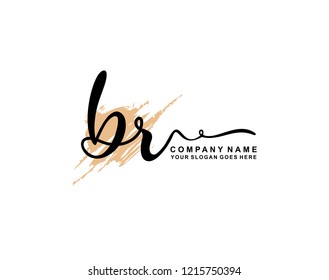 B R Initial Handwriting Logo Template