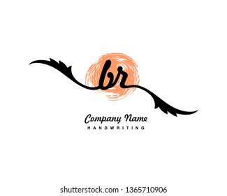 B R Initial Handwriting Logo Template