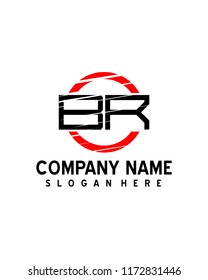 B R Initial logo with circle template vector