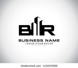 B R Initial logo concept with building template vector.