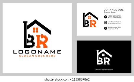 B R initial logo template vector