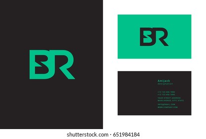 B R joint letter logo with business card template