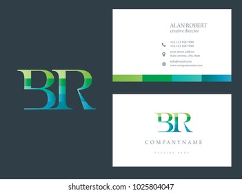 B & R joint logo multi color letter design with business card template