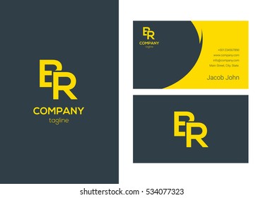B & R  Letter logo design vector element with Business card

