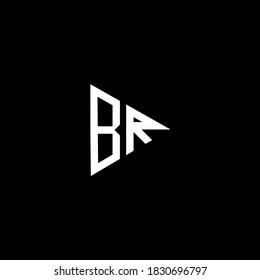 B R letter logo monogram design on black color background, br