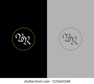 B R Linked Letter Line Circle Vector Logo